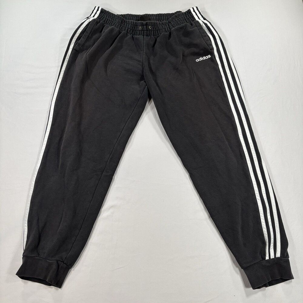 Adidas Sweatpants Mens XL Black White Three Stripes Track Athletic Joggers